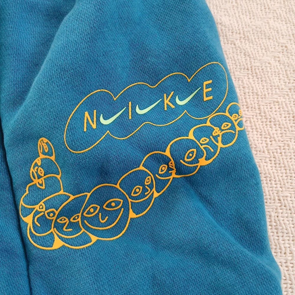nike ♡ sportswear blue drip washed fleece pullover sweatshirt utility tech retro